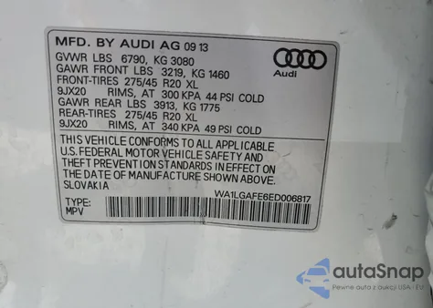 2014 Audi Q7 Premium Plus z USA, uszkodzony, nr VIN WA1LGAFE6ED006817